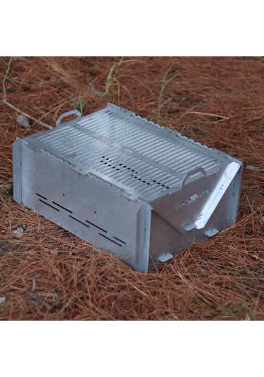 Kamp Ayısı Grillfish Katlanır Özel Kutulu 2mm Galvaniz Çelik Balık Izgaralı Mangal & Ateş Çukuru Gri
