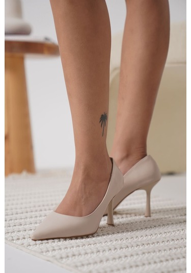 Zelena Kadın Mat Bej Stiletto Bej