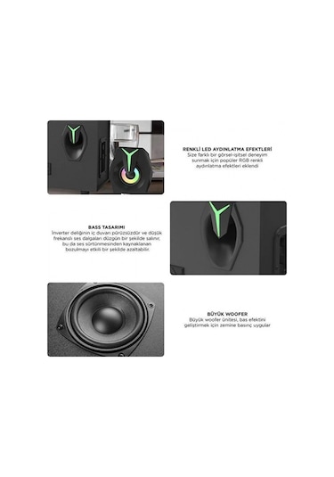 Bluetooth D37 Hoparlör 2in1 Subwoofer Rgb Işıklı Bilgisayar Hoparlörü Speaker