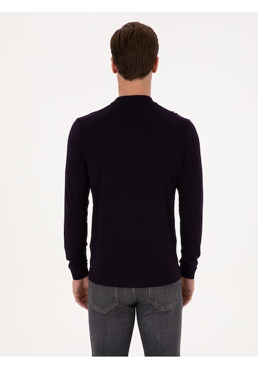 Cacharel Mürdüm Slim Fit Yün Karışımlı Çeyrek Balıkçı Yaka Basic Triko Kazak Pembe