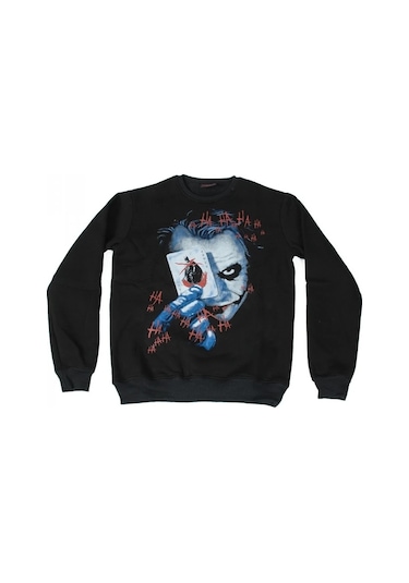 The Joker Playing Card Sweatshirt Siyah Çok Renkli