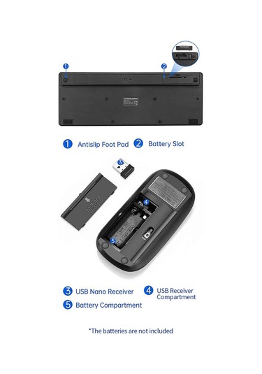 Springsun Klavye Mouse Kombo 2.4g Kablosuz Klavye Mouse Seti Ofis Klavye Mouse Seti İnce Tasarım Tak Ve Çalıştır Pc Dizüstü Bilgisayar Siyah