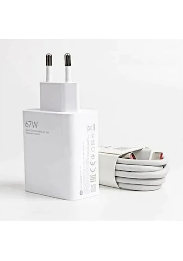 67w Gan Xiaomi 14 Civi İle Uyumlu Turbo Şarj Adaptörü Ve 6a Type C Kablo Beyaz 1 Metre