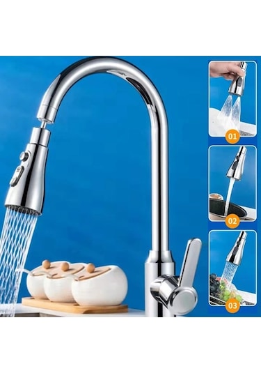 Ambition Mutfak Banyo Dokunun Musluk 360 Derece Döner Lavabo A Gümüş