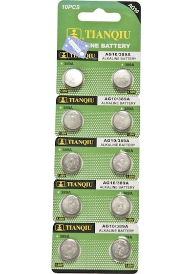 Tianqiu AG10 LR1130 389A Alkalin Düğme Pil 10'lu