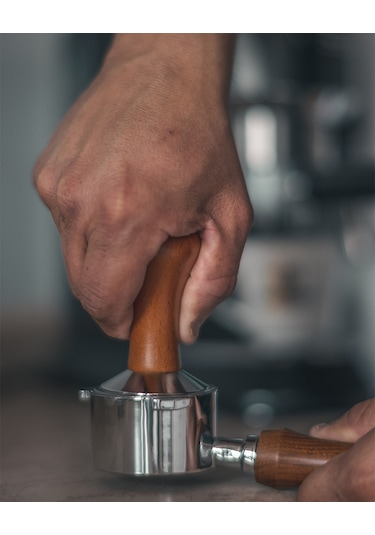 Barista Ahşap Saplı Tamper Ahşap Gümüş