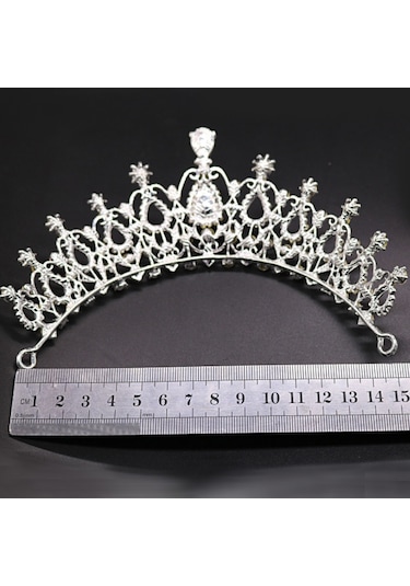 Yeni Takı Ek75 Chavin Taşlı Kraliçe Gelinlik Tacı Çok Renkli