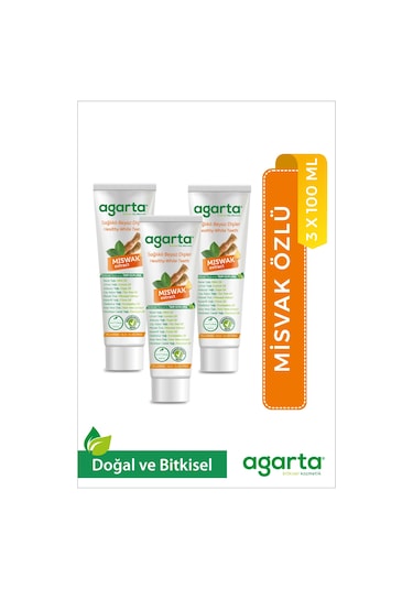 Agarta Doğal Misvak Özlü Diş Macunu 3 x 100 ML