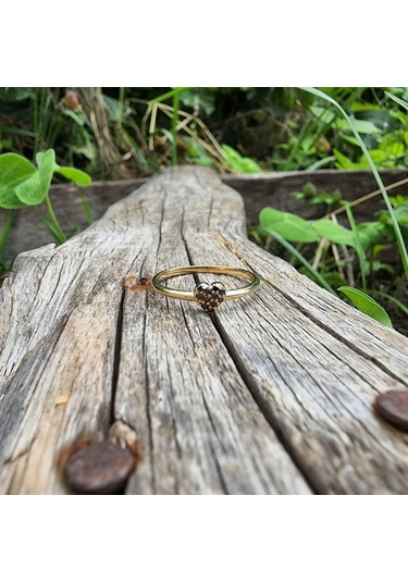 Love Kalp Şampanya Renkli Minimal Estetik 14 Ayar Altın Yüzük-Hed 552950132