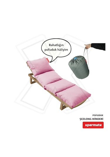 Xpermate Pofuduk Şezlong Minderi 60x180x12cm Su İtici, Pembe