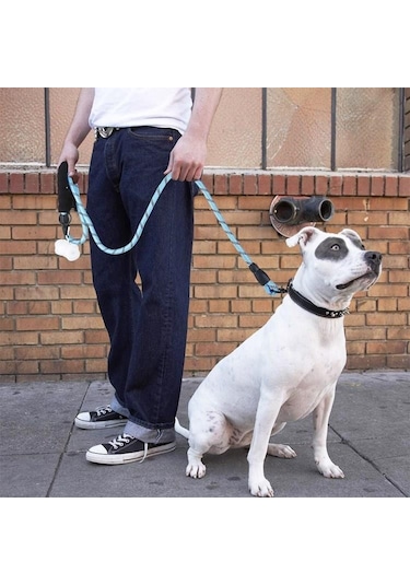Buffer Reflektörlü Fosforlu Köpek Gezdirme Halatı Tasma Kayışı Metal Kancalı 130 CM Mavi