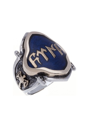 925 Ayar Gümüş Mineli Türk Yazılı Yüzük