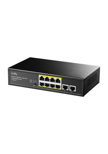 Cudy FS1010PG 8 Port 10/100 Mbps Poe + 2 Uplink Port Rack Mount Metal Switch