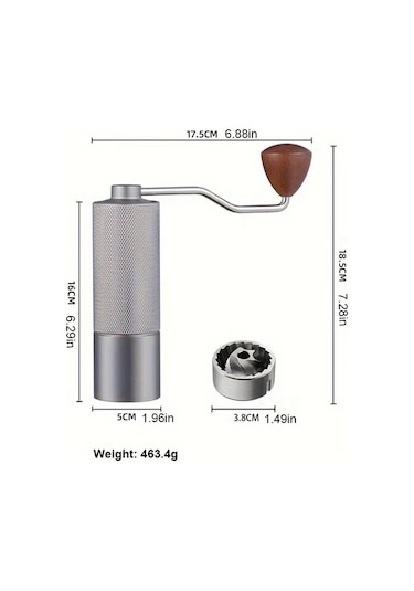 Honeybeeshop Simli Gumus Rengi El Degirmeni Ic Dijital Ayarlanabilir Paslanmaz Celik Konik Ogutucu Kahve Mutfak Aksesuarlari 1 Adet