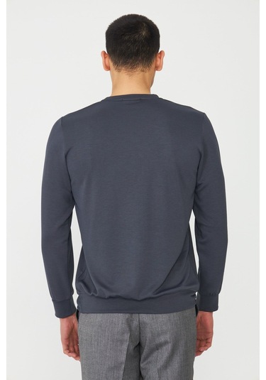 White Stone Antrasit Basic Bisiklet Yaka Erkek Sweatshirt Antrasit