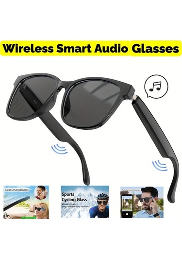 Honeybeeshop Siyahtı Emaye Klipsli Akıllı Çok Fonksiyonlu Gözlükler Sesli Arama Hıfı Ses Hd Uv Koruyucu Cam Mikrofon Hoparlör Sürüş Kamera