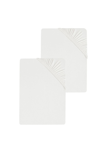 2 Adet Düz Pamuklu Çift Kişilik 200 X 200 Cm Lastikli Penye Çarşaf-beyaz Beyaz