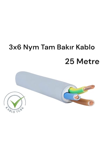 Kablo Türk 3x6 Nym Tam Bakır 25 Metre