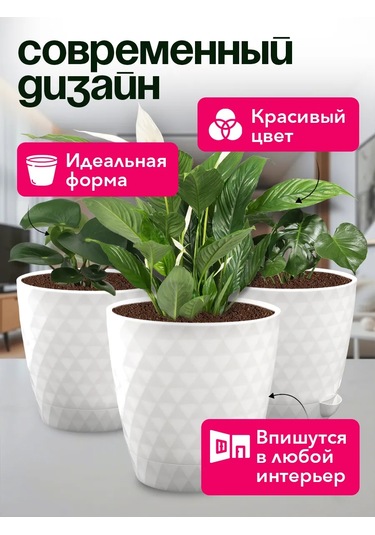 Tiko Home 3 Litre Kaplamalı 3 Adet Saksı 146343025