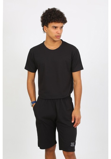 Akbeniz Erkek Pamuk Lakost Alt Üst Kaprili Pijama Takım Siyah 6872 Siyah
