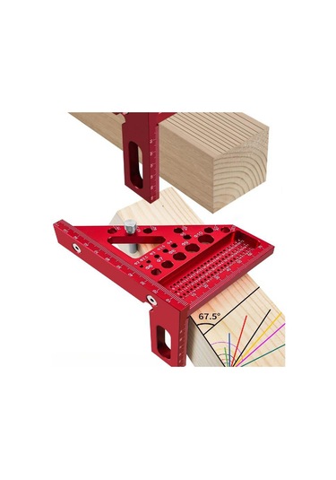 Konesam Alüminyum Ahşapçılık Üçgen Cetveli, Çok İşlevli Açı 22.5 -75 Ve Ölçüm Fonksiyonuyla, Doğru Çizim Ve Konumlandırma Araçları, Mavi