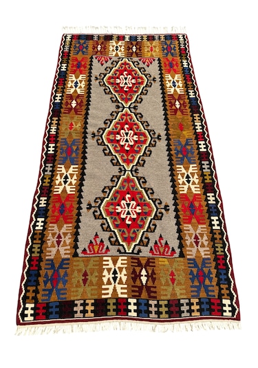 Kök Boya Yahyalı Kilim 106x200 Renkli %100 Yün Kilim