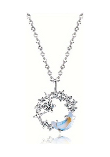 Tcherchi Yıldız Ay Aytaşı Kolye Gümüş