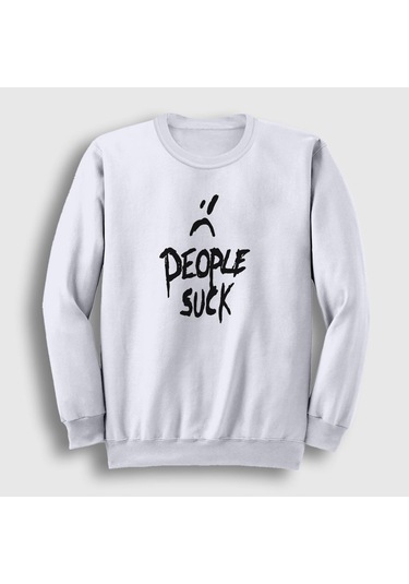 Presmono Unisex People Suck Xxxtentacion Sweatshirt Beyaz