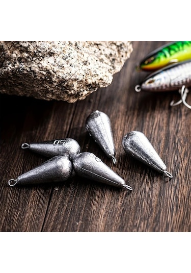 Topshop1 50g 10 Adet Kurşun Ağırlık Seti, Tatlı Ve Tuzlu Su Balıkçılığı İçin