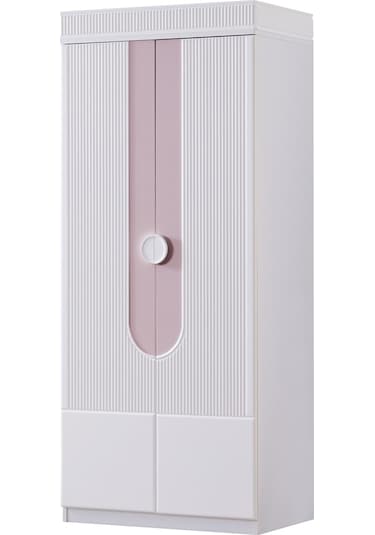 Gardırop, Vira 4 Kapaklı Dolap Ve Ledli Kitaplık - Pembe