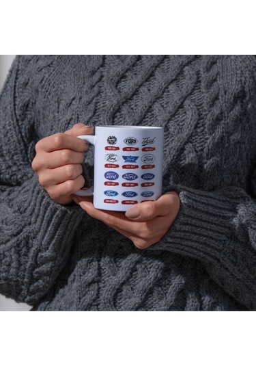 Applucky Ford Logo Tarihçesi Baskı Kupa Bardak Beyaz