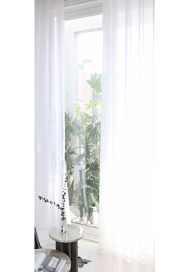 Beyaz Keten Tül Perde Yüksek Kalite Sık Pile 1'e 3 Pile-beyaz Beyaz