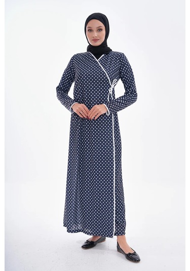 Puantiyeli Yandan Bağlamalı Namaz Elbisesi-21009 Gül Kurusu