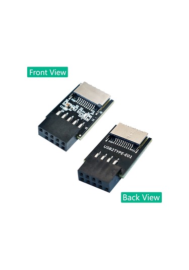 Xurunkeji Usb 2.0 9pin - Type-e Adaptörü Usb 2.0 9pin Ön Panel Başlığı - Type-e Dahili Adaptörü 5v Güç Led'li