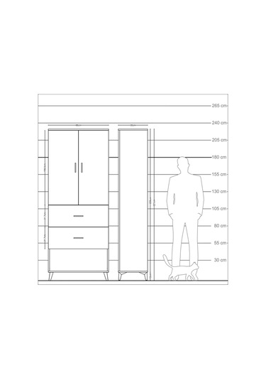 Arges Dolap 2 Raflı 2 Çekmeceli 2 Kapaklı 88x30x221 Aytaşı-ay... Aytaşı