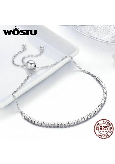 Wostu En Çok Satan Gerçek 925 Ayar Gümüş Köpüklü Strand Zincir Bileklik Kadınlar İçin Gümüş