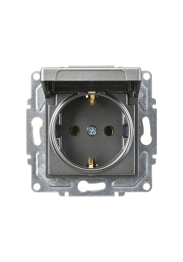 Günsan  Eqona Füme Kapaklı Topraklı Priz Mekanizma