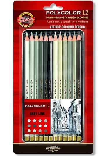 Koh-ı-noor Artist´s 12'li Gri Line Kuru Boya Kalem Seti 3822
