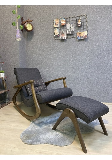 Asedia Ekol Dişbudak Ceviz Antrasit Sallanan Sandalye Berjer