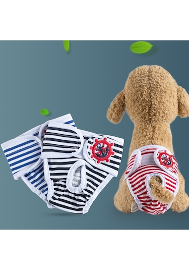 Pet Fizyolojik Pantolon Dişi Köpek Fizyolojik Dönem Hijyen Pantolonu, Boyut: M Mavi Beyaz Çizgili