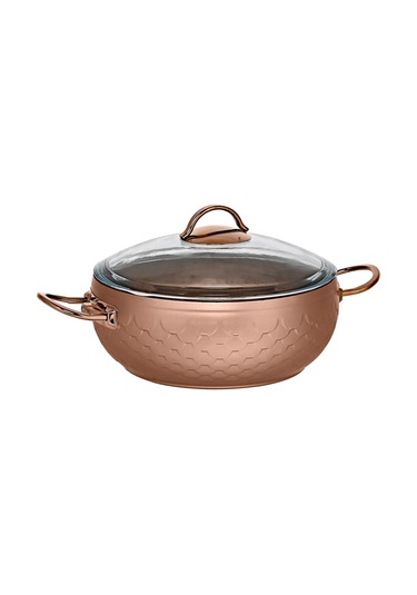 Espela - 3544 - 7 Parça - Bio Granit -tencere, Tava, Çeyiz Seti, Antrasit Renk Gövde - Bakır Detay Antrasit - Bakır