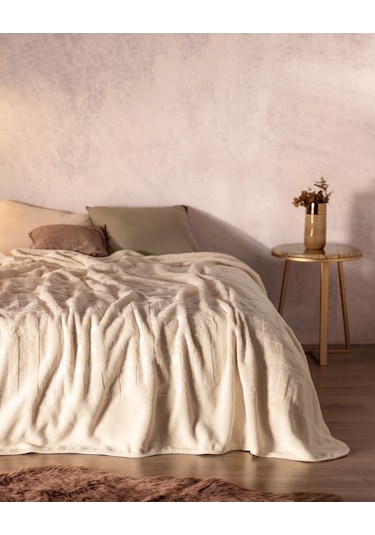 Madame Coco Clementine Vizon Emboss Çift Kişilik Battaniye - Ekru Bat0000000021çift Kişilik-ekru Vizon