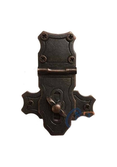 Dekoratif Anahtarlı Sandık Askısı - 40x55mm, Oksit, 1 Adet Çok Renkli