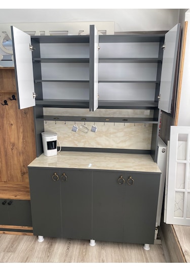 Rmr Kahve Köşesi Mdf Kasa Mdf Kapak Antrasit - Beyaz