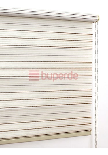 Buperde Krem Kahve Beyaz Renkli Pilise Pliseli Zebra Stor Perde