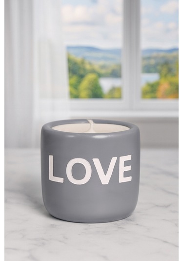 Dekoratif Kokulu Mum Love Gri Love