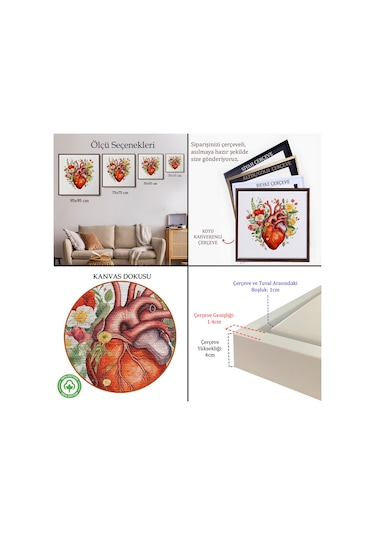 Ahşap Çerçeveli Çiçeklerle Çevrili Kalp Tablosu - Doktor Hediyesi-8326