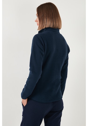 Lela Slim Fit Anti-Pilling Tüylenme Yapmayan Fermuarlı  Polar Bayan Hırka 5907012 Lacivert
