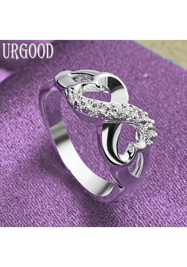 925 Ayar Gümüş Kalp Yay Yüzük Parti Hediye Romantik Takı