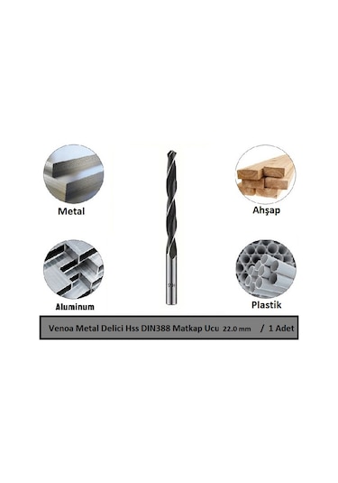 Venoa Metal Delici Hss Dın388 Matkap Ucu 22.0 Mm Paket 1 Li